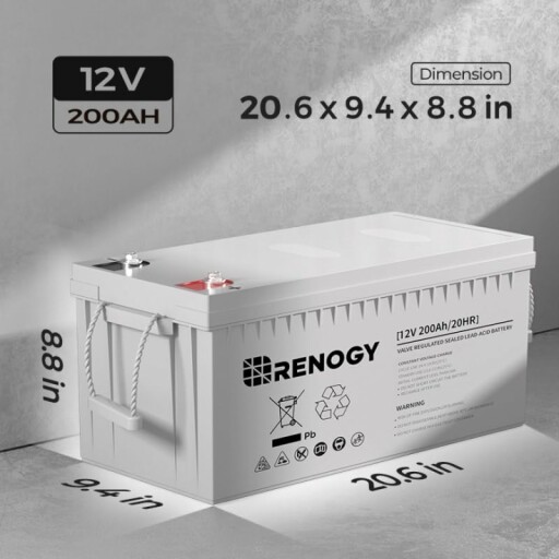 Renogy deep cycle AGM battery with 230K+ units sold.