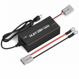 14.6V 20A lithium battery charger with power cord and connectors