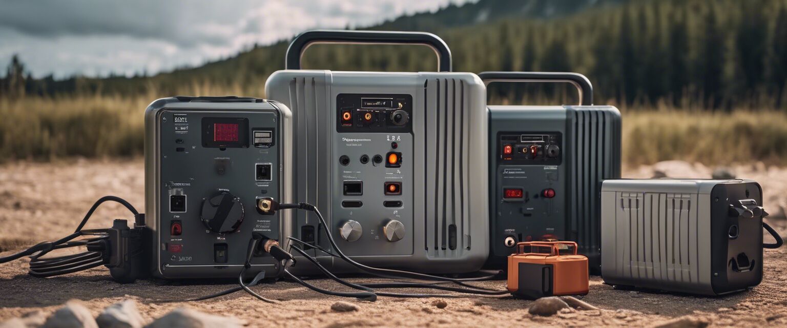 Portable power station in use at campsite